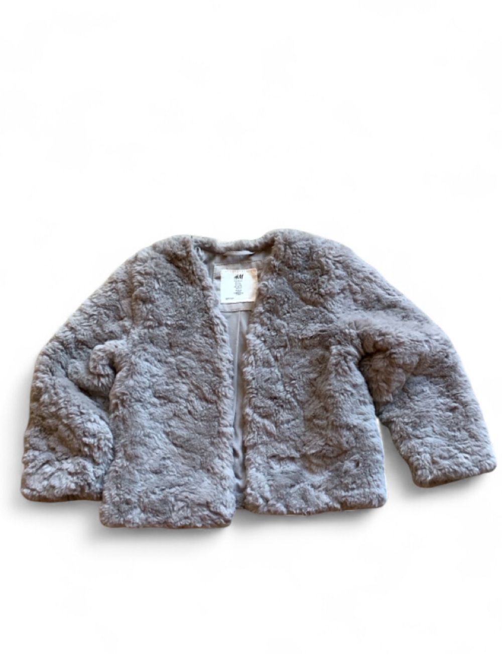 H&M Gray Faux Fur Open Dress Jacket Girls 2-4yrs
